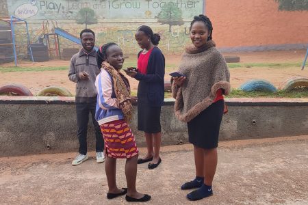 Staff Members on Duty Waiting to Receive Students